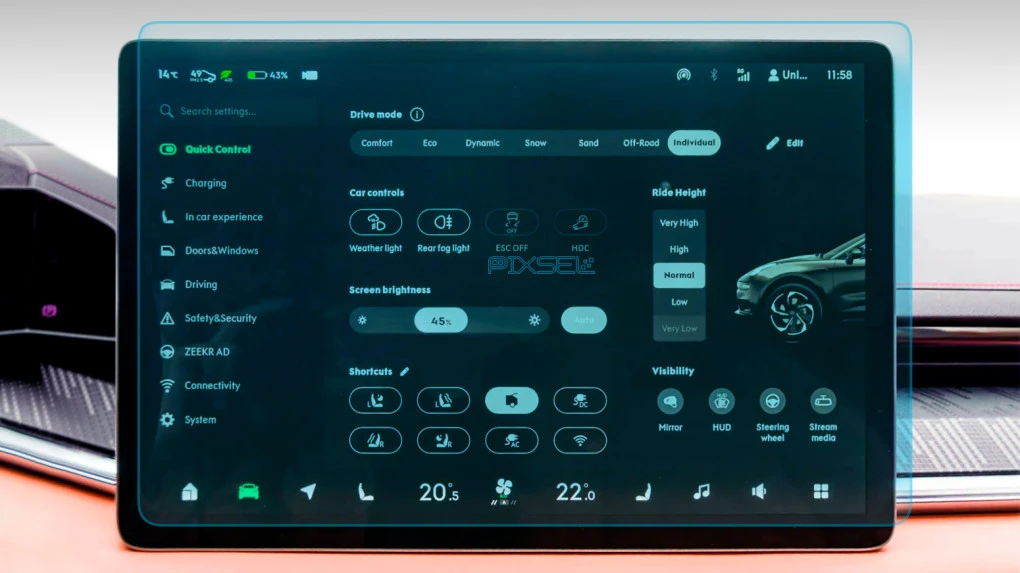 Sticlă hibridă de protecție Pixsel monitor ZEEKR 001 - 16.6“ 2022 - 2024