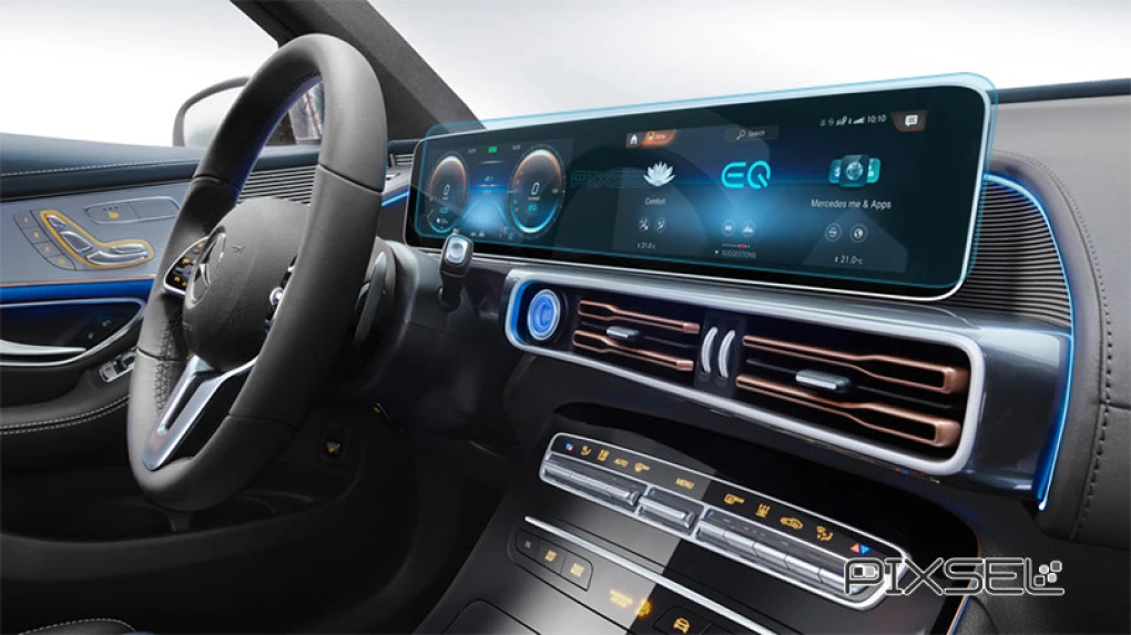 Sticlă hibridă de protecție Pixsel panoul de bord MERCEDES BENZ EQC-CLASS - 24.7“ 2019 - 2023
